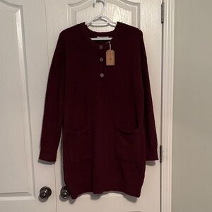 NATURAL LIFE Deep Burgundy Long Sleeve Sweater Dress size Medium NWT
